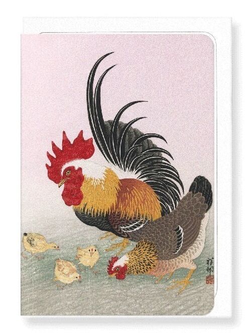 ROOSTER HEN Japanese Greeting Card