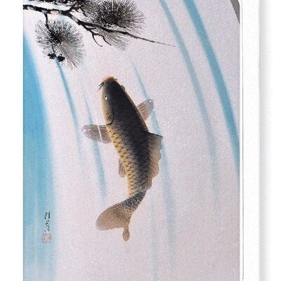 CARP AND WATERFALL Japanese Greeting Card