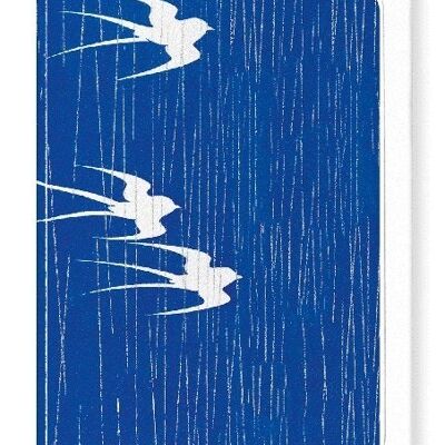 SWALLOWS IN THE RAIN Japanese Greeting Card