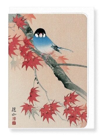 JAVA FINCH À L'AUTOMNE Japonais Carte de vœux 1