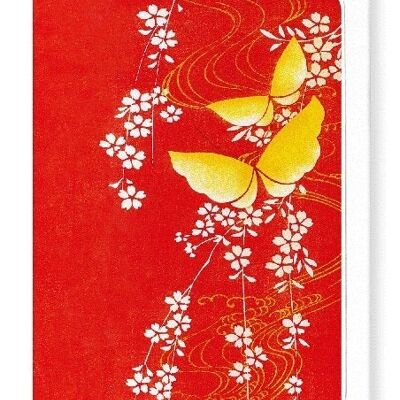 FARFALLE E FIORI DI CILIEGIO Cartolina d'auguri giapponese