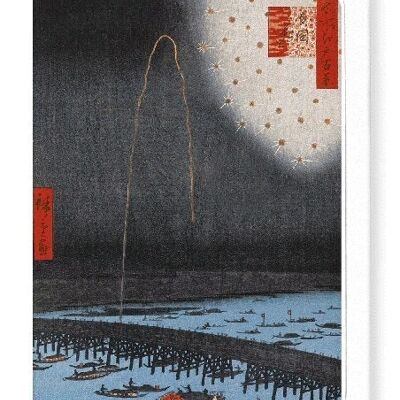 FUOCHI D'ARTIFICIO AL PONTE Cartolina d'auguri giapponese