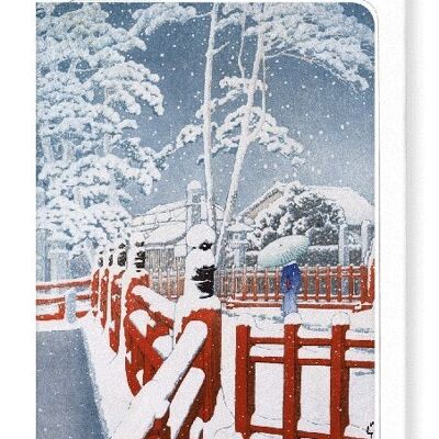SNOW AT BRIDGE Japanese Greeting Card