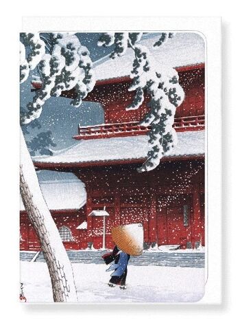 TEMPLE DANS LA NEIGE Carte de vœux japonaise 1