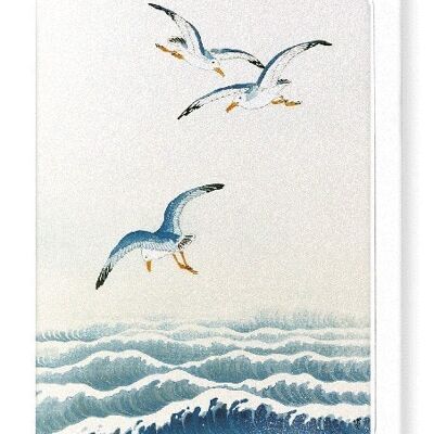 SEAGULLS OVER THE WAVES C.1910  Japanese Greeting Card