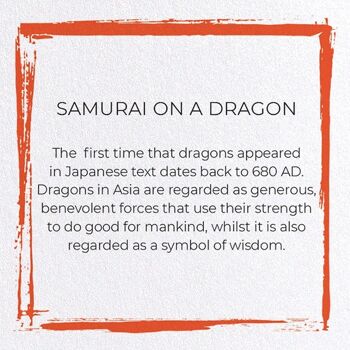 SAMURAI SUR UN DRAGON Carte de vœux japonaise 3