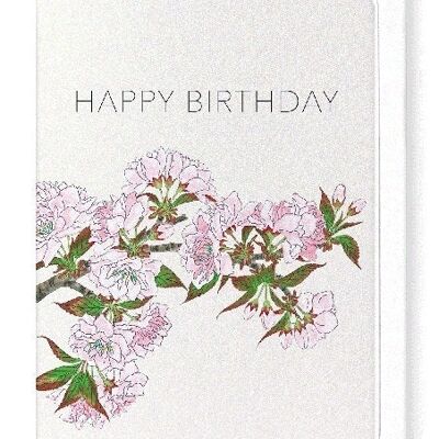 FELIZ CUMPLEAÑOS FLORES DE CEREZO Japonés Tarjetas de felicitación