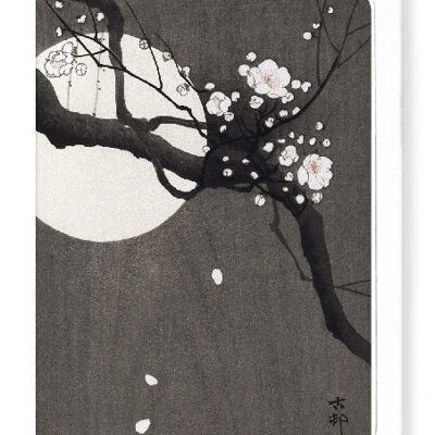 Biglietto d'auguri giapponese in fiore di prugna e luna piena