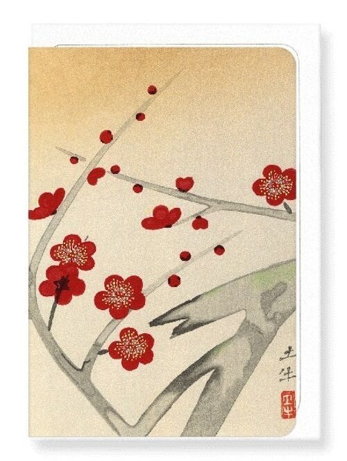 RED PLUM BLOSSOM TREE Japanese Greeting Card