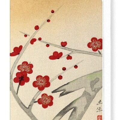 ÁRBOL DE FLOR DE CIRUELO ROJO Japonés Tarjetas de felicitación