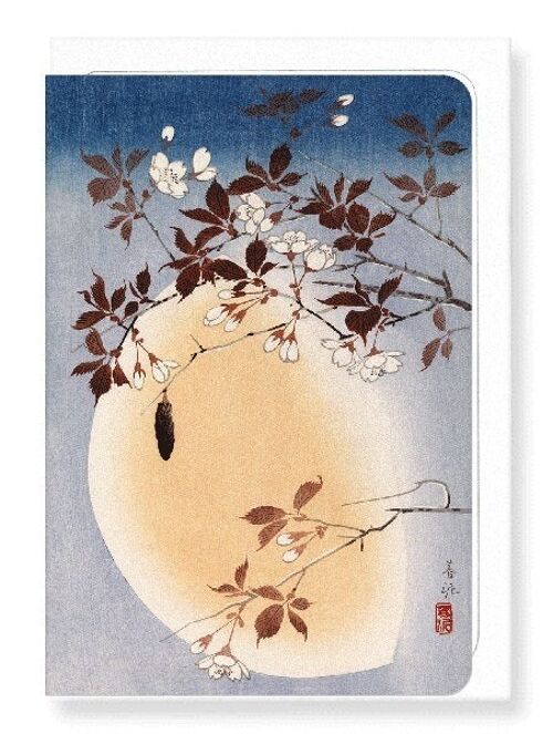 BLOSSOMS AND MOON Japanese Greeting Card