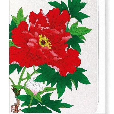 RED PEONY Japanese Greeting Card