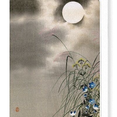 FLOWERS AND FULL MOON Japanese Greeting Card