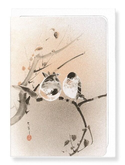 COUPLE OF BIRDS C.1890  Japanese Greeting Card
