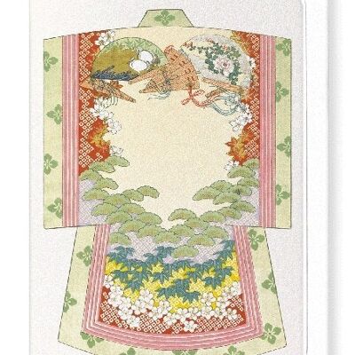 KIMONO DE SÍMBOLOS DE LA SUERTE Y ABANICOS DE MADERA 1899 8xCards