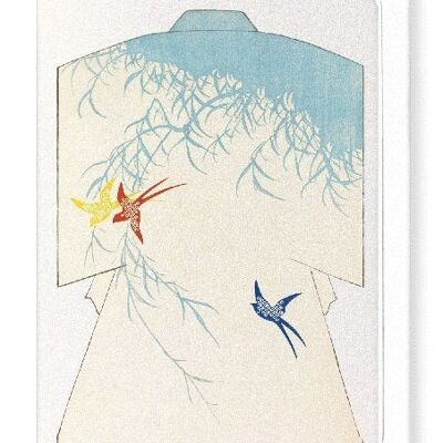 KIMONO OF SWALLOWS AND WILLOWS 1899  Japanese Greeting Card