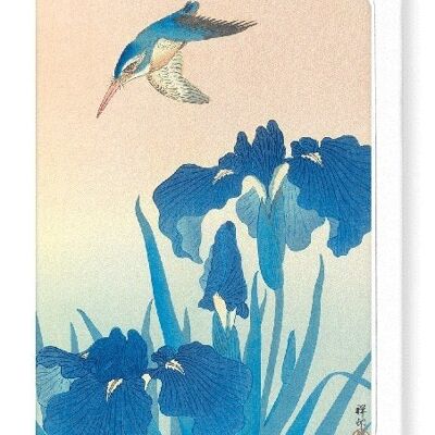 KINGFISHER AND IRIS Japanese Greeting Card