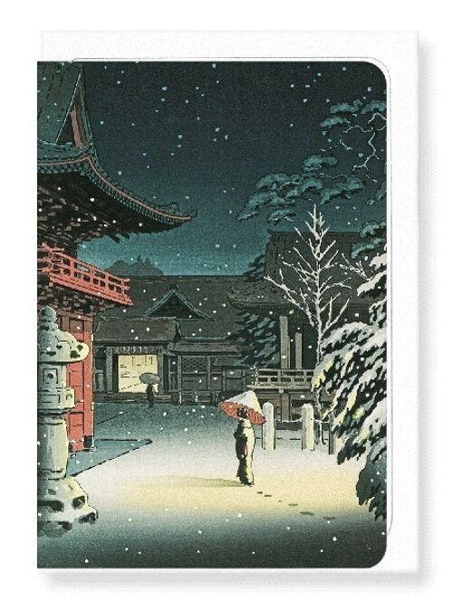 NEZU SHRINE IN SNOW Japanese Greeting Card