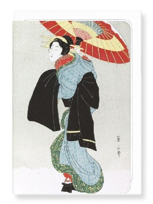 BEAUTY WITH UMBRELLA Japanese Greeting Card