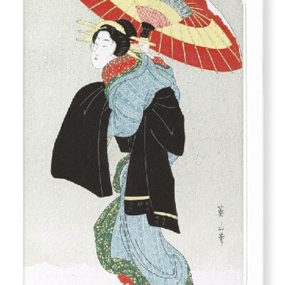 BEAUTY WITH UMBRELLA Japanese Greeting Card