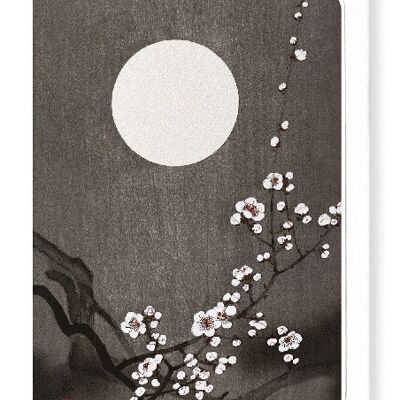 FLOWERING PLUM BLOSSOM AT FULL MOON Japanese Greeting Card