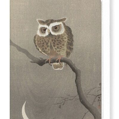 LONG-EARED OWL ON TREE BRANCH Japanese Greeting Card