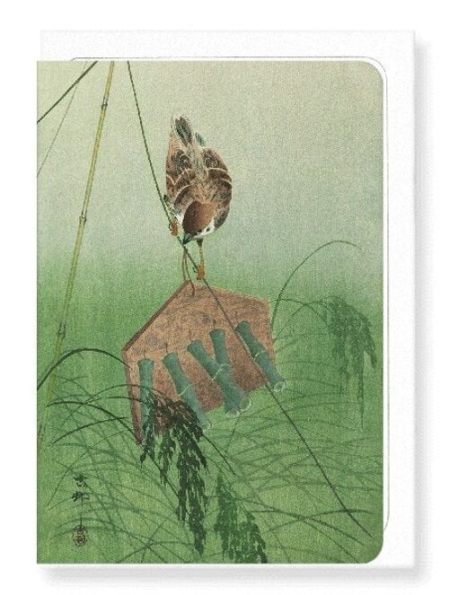 SPARROW AND SCARECROW Japanese Greeting Card