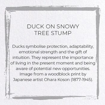 CANARD SUR SNOWY TREE STUMP Japonais Carte de vœux 3