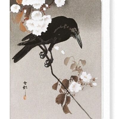 CROW AVEC CHERRY BLOSSOM Carte de vœux japonaise