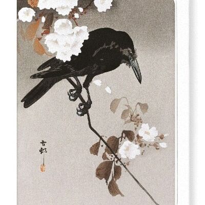 CROW WITH CHERRY BLOSSOM Japanese Greeting Card