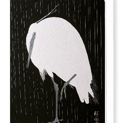 EGRET IN THE RAIN Japanese Greeting Card