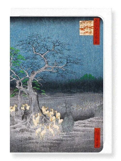 FOXFIRES AT THE TREE OF OJI Japanese Greeting Card