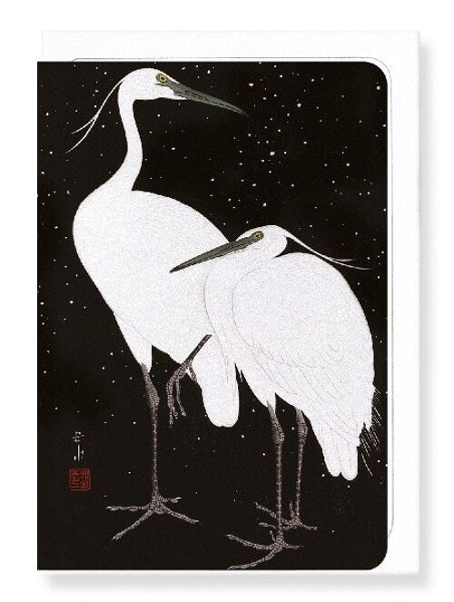 HERONS IN THE SNOW Japanese Greeting Card