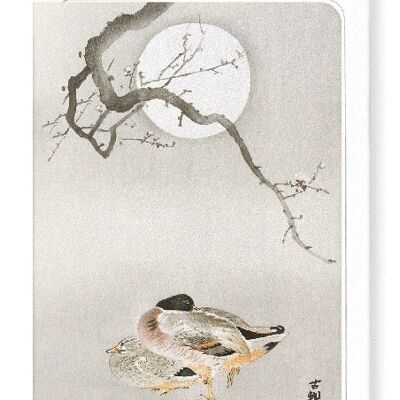 DUCKS AND BLOSSOM IN FULL MOON Japanese Greeting Card
