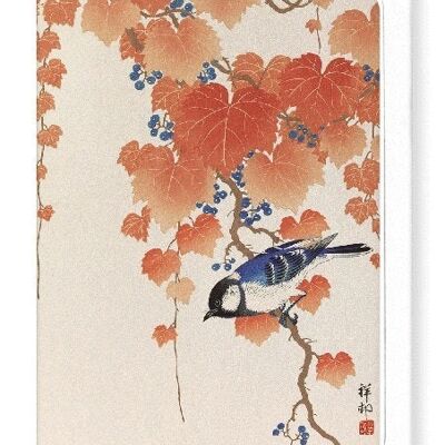 BIRD AND RED IVY Japanese Greeting Card