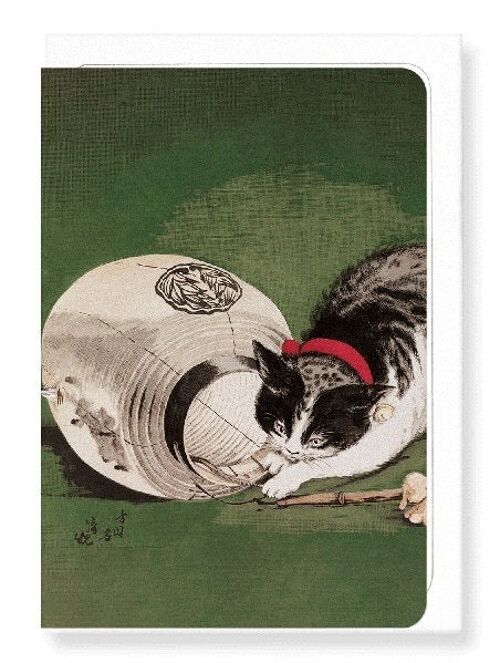 CATS AND LANTERN 1877  Japanese Greeting Card