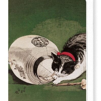 GATOS Y LINTERNA 1877 Japonés Tarjetas de felicitación