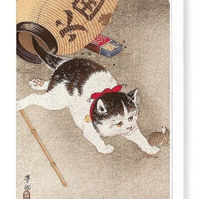CAT CATCHING A MOUSE Japanese Greeting Card
