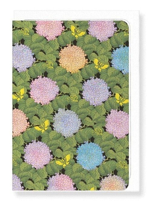 HYDRANGEA AND BUTTERFLIES 1897  Japanese Greeting Card