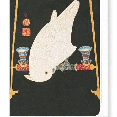 MACAW BLANC C.1900 Japonais Carte de vœux