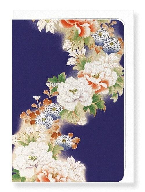FLORAL PATTERN ON PURPLE Japanese Greeting Card