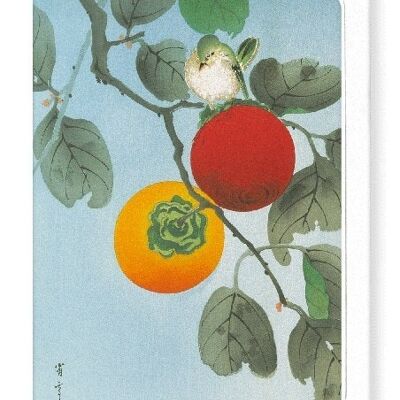 WHITE-EYE ON PERSIMMON TREE C.1930  Japanese Greeting Card