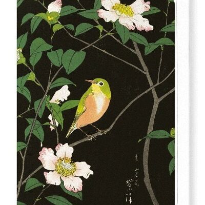 JAPANESE WHITE-EYE E CAMELLIA C.1930 Biglietto d'auguri giapponese