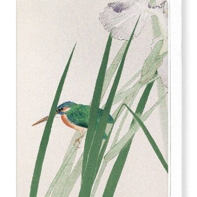 KINGFISHER AND IRIS C.1900  Japanese Greeting Card