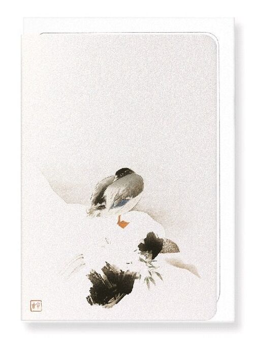 DUCK IN SNOW C.1900  Japanese Greeting Card