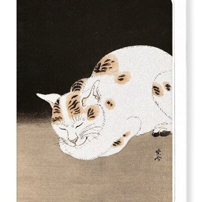 SLEEPING CAT C.1880  Japanese Greeting Card