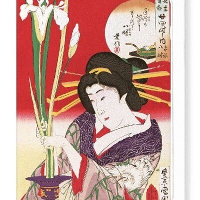 BEAUTY ARRANGING IRIS 1870  Japanese Greeting Card