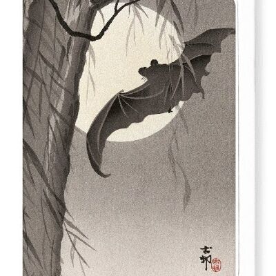 ZWEI Fledermäuse IN VOLLMOND C.1910 Japanische Grußkarte