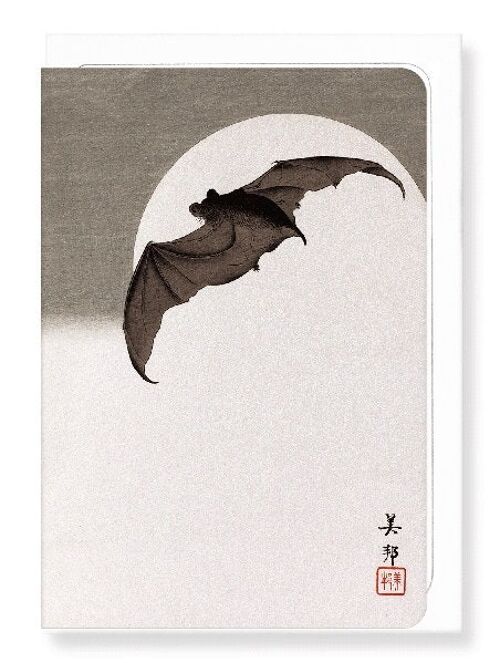 BAT IN FULL MOON C.1910  Japanese Greeting Card