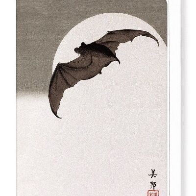 BAT IN FULL MOON C.1910  Japanese Greeting Card